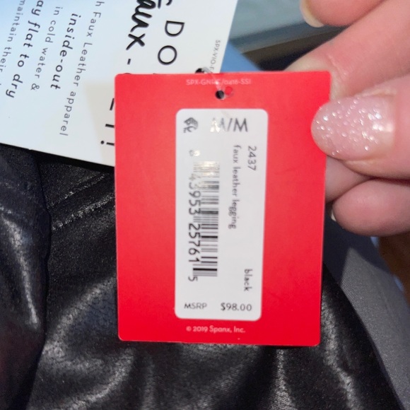 NWT Spanx black faux leather legging size Medium high waisted style 2437 - Picture 4 of 16
